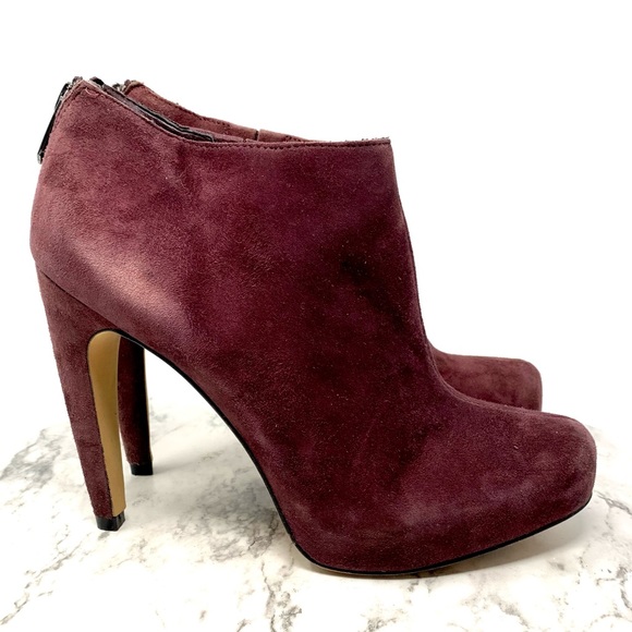 Sam Edelman Keaton burgundy suede platform dress bootie rear zip 9 event chic - Picture 2 of 15